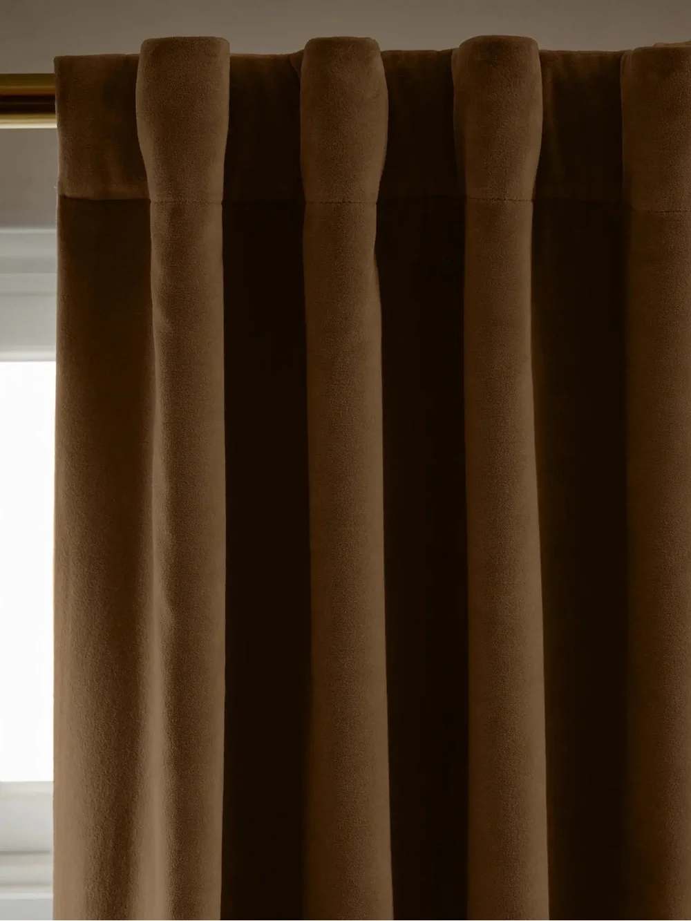 NWT QUINCE 1 48x84 Cotton Velvet True Blackout Curtain Camel 9263